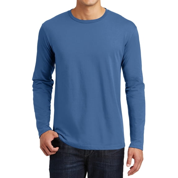 Men's Perfect Weight Long Sleeve Crew Neck Soft Cotton T-Shirt Maritime Blue 2X-Large