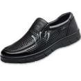 thumbnail image 1 of Men's Perforated Leather Shoes - Breathable Business Loafers with Soft Anti-Slip Sole | Orthopedic Dress Sandals | Comfortable Dad Shoes for Walking | Senior-Friendly Footwear, 1 of 9