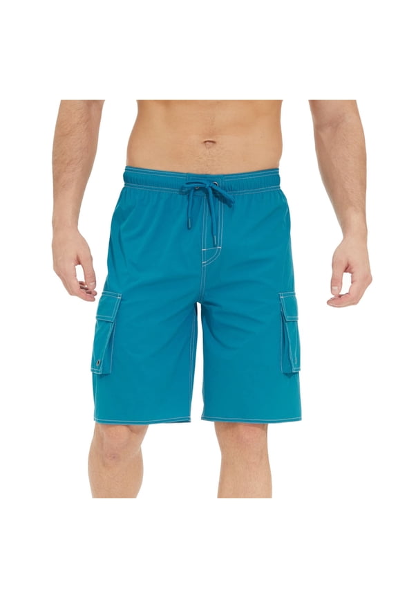 Men's Performance 9" Inseam Cargo Shorts Knee Length Quick Dry Utility Short Pants Elastic Waist Drawstring Work Shorts for Outdoor Jogging & Beach Vacation