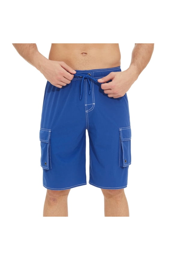Men's Performance 9" Inseam Cargo Shorts Knee Length Quick Dry Utility Short Pants Elastic Waist Drawstring Work Shorts for Outdoor Jogging & Beach Vacation