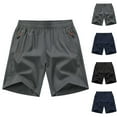 thumbnail image 1 of Men's Performance Athletic Shorts 8" Inseam Quick Dry Running Workout Short Pants with Zipper Pockets, Summer Elastic Waist Knee Length Breathable Water Repellent, 1 of 4
