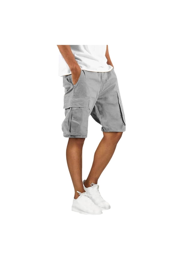 Men's Performance Cargo Shorts 11" Inseam Summer Quick Dry Outdoor Short Pants Casual Knee Length Elastic Waist Drawstring Utility Shorts with 4 Pockets for Work