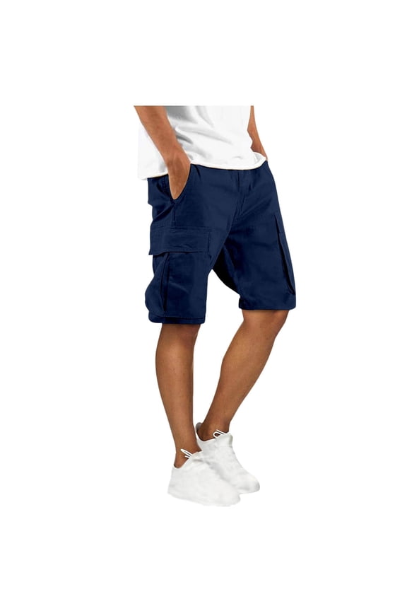Men's Performance Cargo Shorts 11" Inseam Summer Quick Dry Outdoor Short Pants Casual Knee Length Elastic Waist Drawstring Utility Shorts with 4 Pockets for Work