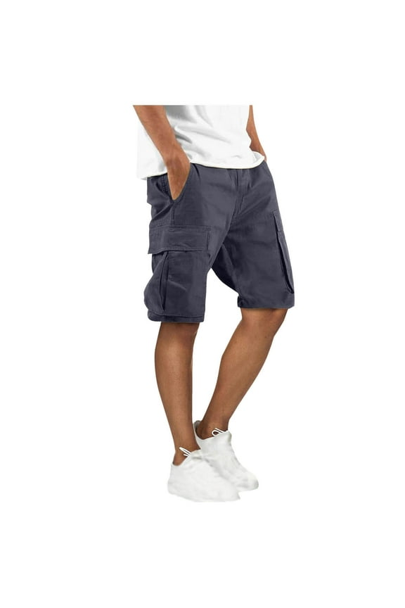 Men's Performance Cargo Shorts 11" Inseam Summer Quick Dry Outdoor Short Pants Casual Knee Length Elastic Waist Drawstring Utility Shorts with 4 Pockets for Work