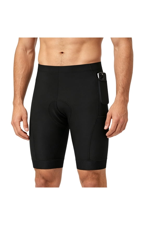 Men's Performance Cycling Shorts with 3D Pad, Road and Mountain Breathable Quick-Dry with 3 Pockets Bike Shorts Black L