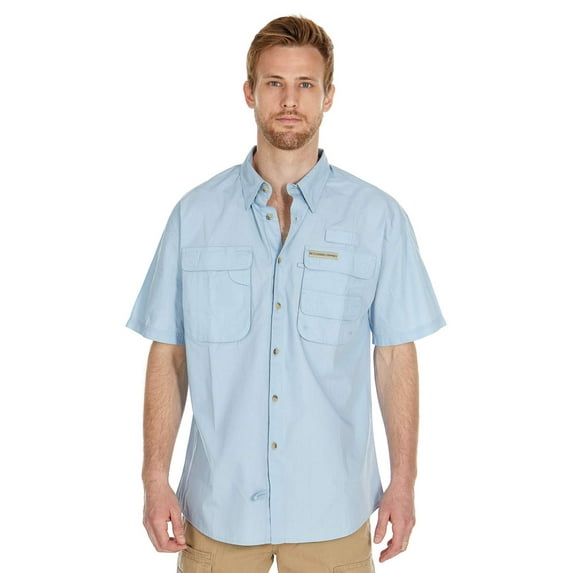 Men's Performance Fishing Shirt | Short Sleeve | Button Down | Vented | 100% Cotton