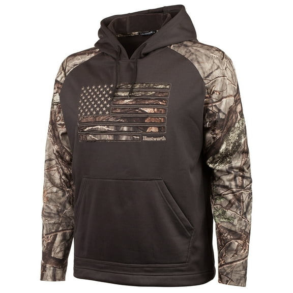 Men’s Performance Fleece Hoodie – Horizontal Camo Flag (Charcoal Gray / Hidd’n®)