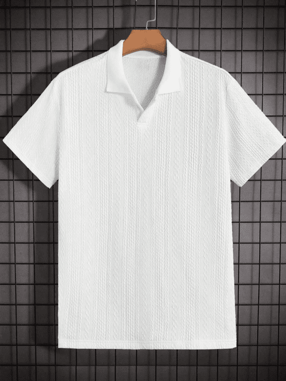 Men's Performance Jacquard Knit Polo Shirt, Short Sleeve, Easy Care, Collared, Regular Fit, Solid Color