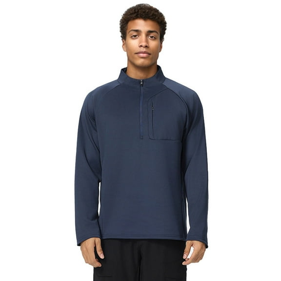 Men's Performance Long Sleeve Half Zip Pullover Athletic Slim Fit Stand Collar Workout Top Casual Fall Pullover Long Sleeve Crewneck Loose Tops