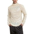 thumbnail image 1 of Men's Performance Long Sleeve T Shirt Beaded Bright Stand Collar Base Shirt Comfortable Breathable Athletic Fit Mens Casual Crew Neck Basic Tees, 1 of 5
