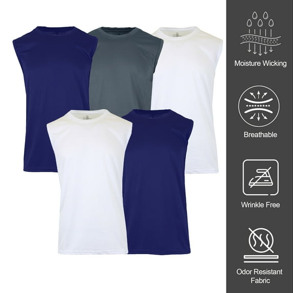 Men's Performance Moisture Wicking Active Short Sleeve & Muscle Tee (5-Pack)