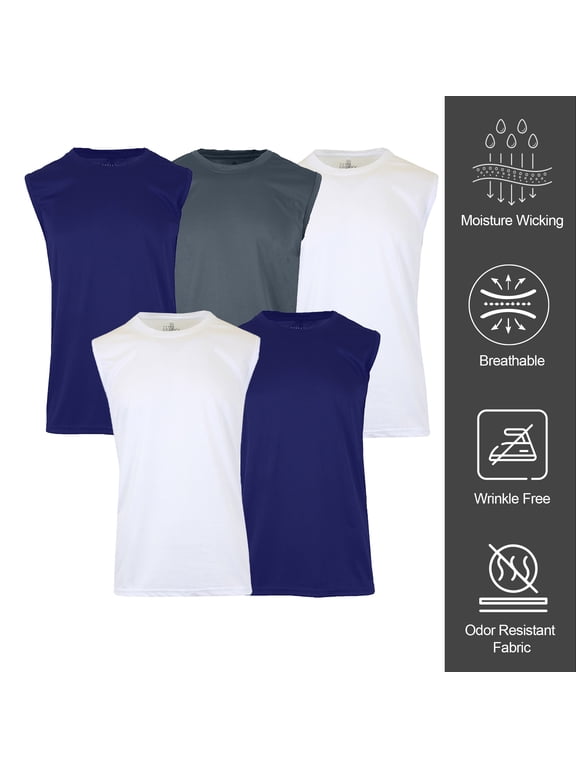 Men's Performance Moisture Wicking Active Short Sleeve & Muscle Tee (5-Pack)