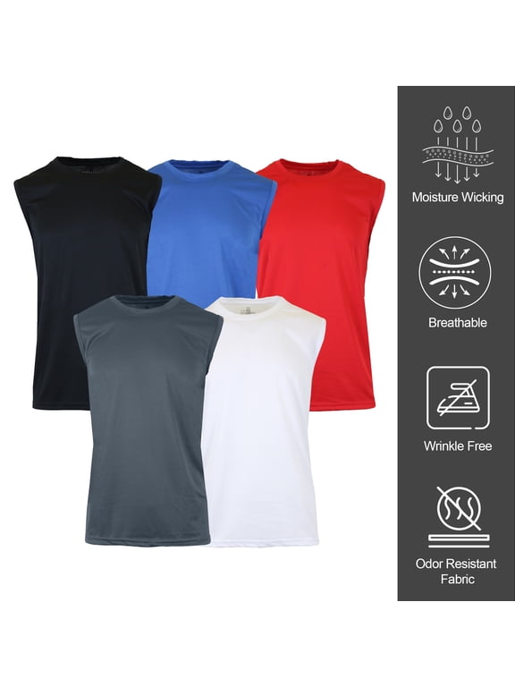 Men's Performance Moisture Wicking Active Short Sleeve & Muscle Tee (5-Pack)