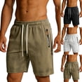 thumbnail image 1 of Men's Performance Running Shorts Jacquard Quick Dry Training Fit 8" Inseam Athletic Short Pants, Diamond Textured Elastic Waist Drawstring Workout Short with Zipper Pockets, 1 of 9