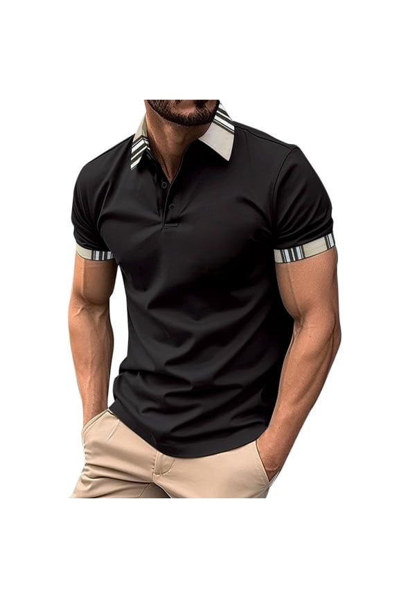 Men's Performance Shirt Button Up Collar Short Sleeve Athletic Sportswear Top