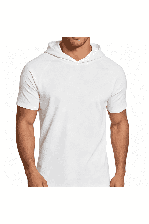 Men Lightweight Short Sleeve Hooded Performance Tee Moisture Wicking Gym Workout Training Hoodie Quick Dry Athletic Running Shirts