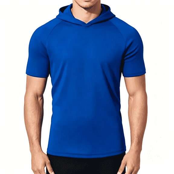 Lee Hanton Men's Short Sleeve Performance Hoodie, Lightweight Gym Workout Training Top