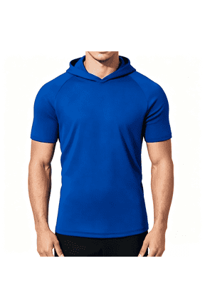 Men Lightweight Short Sleeve Hooded Performance Tee Moisture Wicking Gym Workout Training Hoodie Quick Dry Athletic Running Shirts