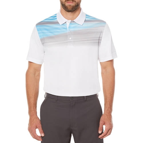 Men's Performance Short Sleeve Linear Chest Print Golf Polo Shirt