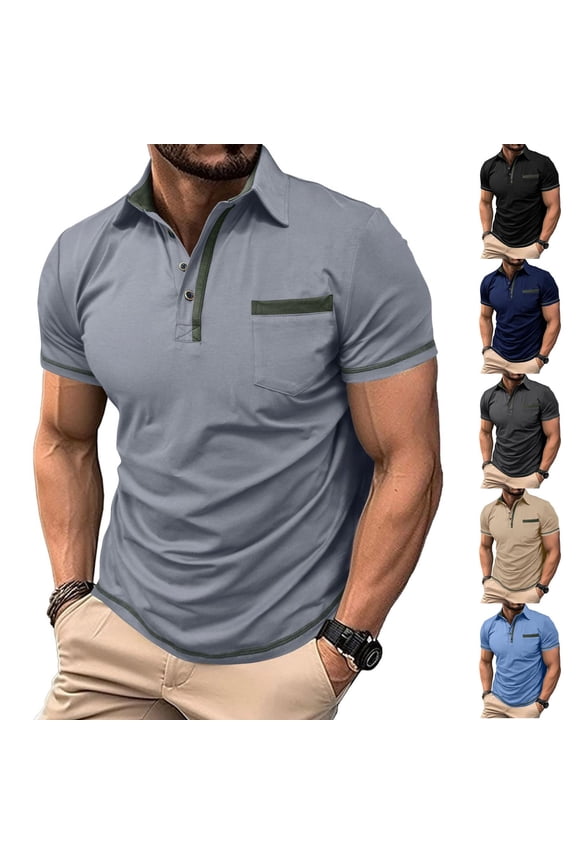 Men's Performance Short Sleeve Tee Solid Color Lapel Athletic Shirt Breathable Base Layer for Sports Casual Outing Gym Wear and Athleisure Style Black