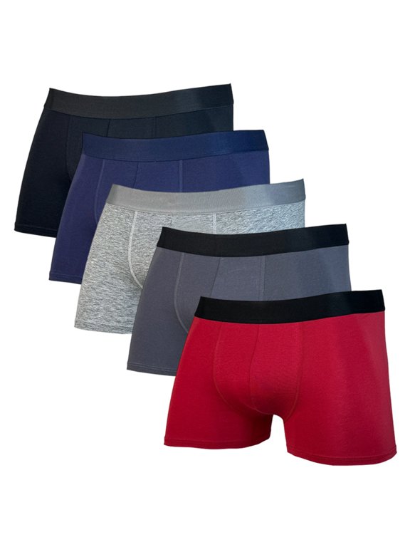 Men's Performance Underwear Boxer Briefs Soft Comfortable Bamboo Viscose Underwear for Men 5 - Pack(Brown,M)