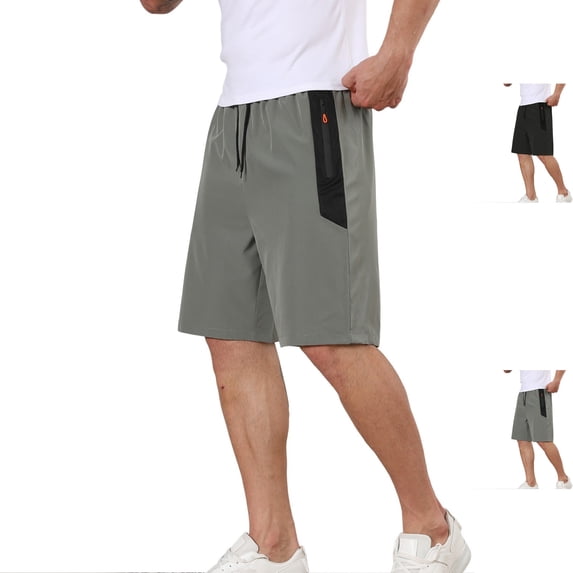 Hatoys Men's Performance Workout Shorts 10" Inseam Athletic Short Pants with Zipper Pockets, Color Block Quick Dry Training Short for Basketball & Fitness
