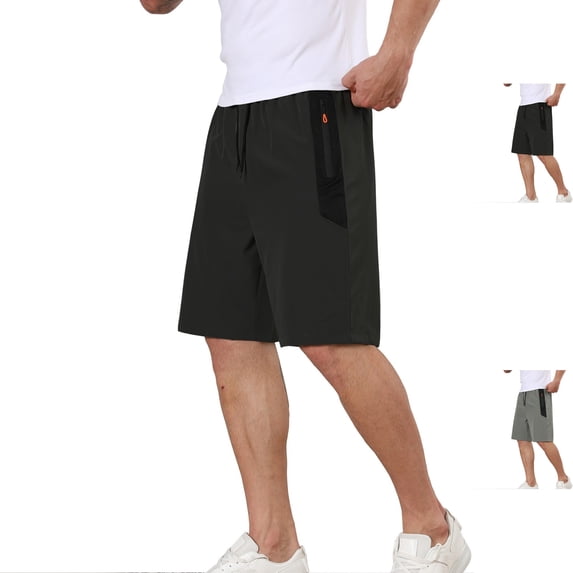Men's Performance Workout Shorts 10" Inseam Athletic Short Pants with Zipper Pockets, Color Block Quick Dry Training Short for Basketball & Fitness