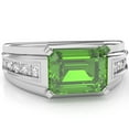thumbnail image 1 of Men's Peridot Diamond Channel Ring In Solid 14k White Gold, 1 of 6