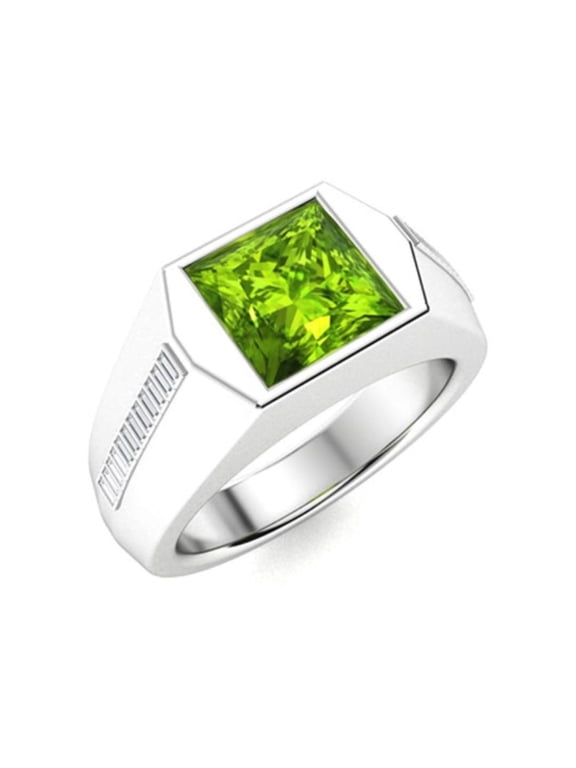 Men’s Peridot Ring in Solid 925 Sterling Silver | Natural Green Stone Jewelry | Gift for Special Occasions