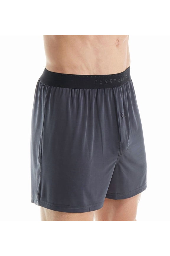 Men's Perry Ellis 163009 Luxe Solid Boxer Short (Charcoal M)