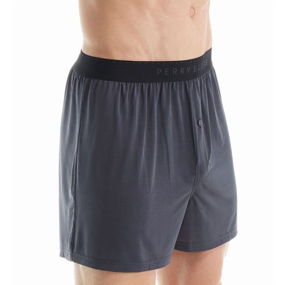 Men's Perry Ellis 163009 Luxe Solid Boxer Short (Charcoal XL)