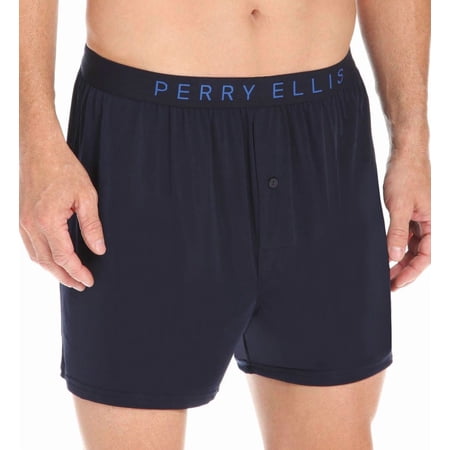 Men's Perry Ellis 163009 Luxe Solid Boxer Short (Navy XL)