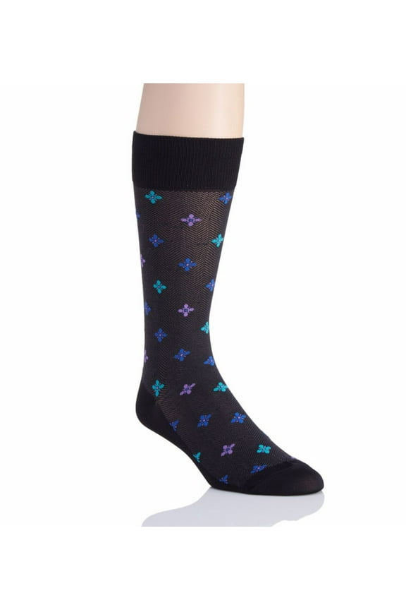 Men's Perry Ellis 839696 Superior Soft Luxury Flower Sock (Black O/S)