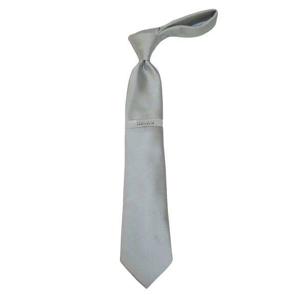 Men's Perry Ellis Tie Classic Satin Silky Feel #Perry-2 Solid Silver Gray