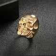 thumbnail image 1 of Men's Skull Ring Trendy Geometric Alloy Ring Fashionable Design Unique Statement Ring for Him Silver Gold Black Gift for Men Cool Jewelry, 1 of 5