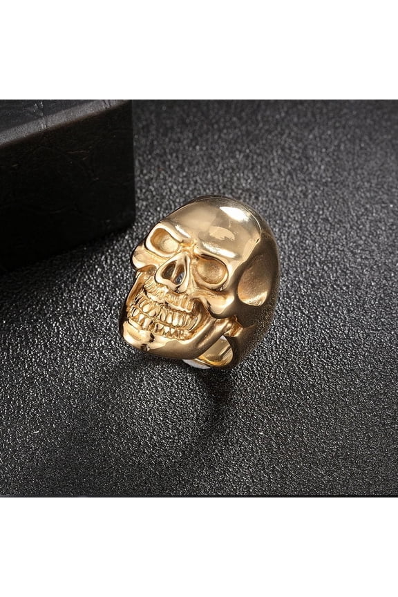 Men's Skull Ring Trendy Geometric Alloy Ring Fashionable Design Unique Statement Ring for Him Silver Gold Black Gift for Men Cool Jewelry