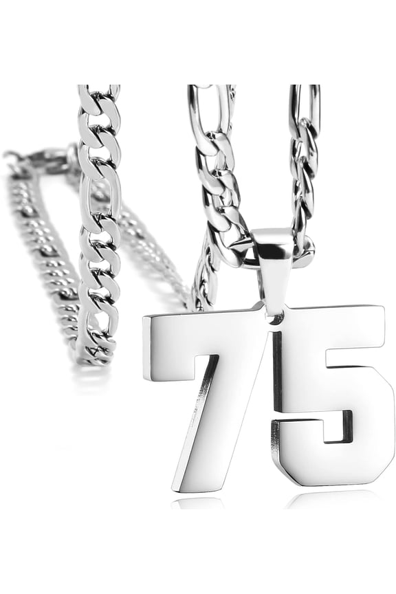 Men’s Personalized Jersey Number Necklace, Stainless Steel Sports Number Pendant Chain for Athletes, Custom Team-Inspired Jewelry for Baseball Basketball Football Fans, Inspirational Gift for Him