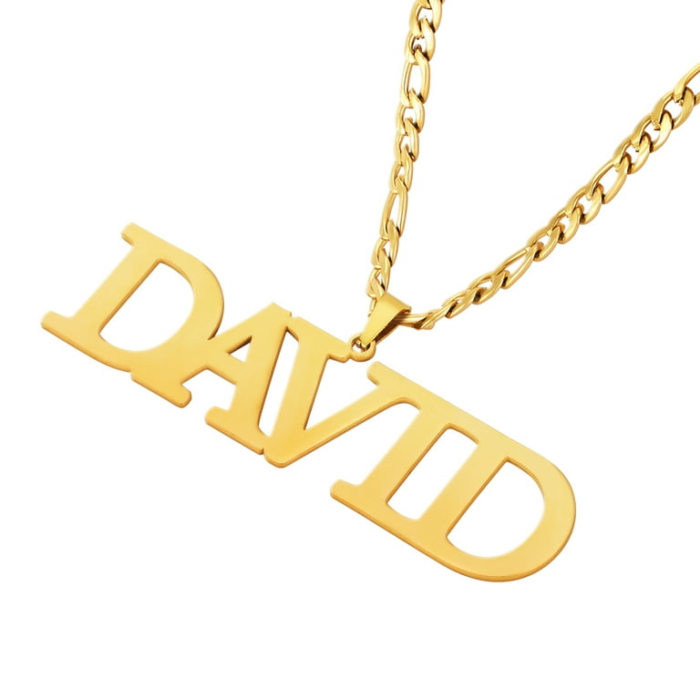 Men's Personalized Nameplate Pendant Necklace Gold Custom Name