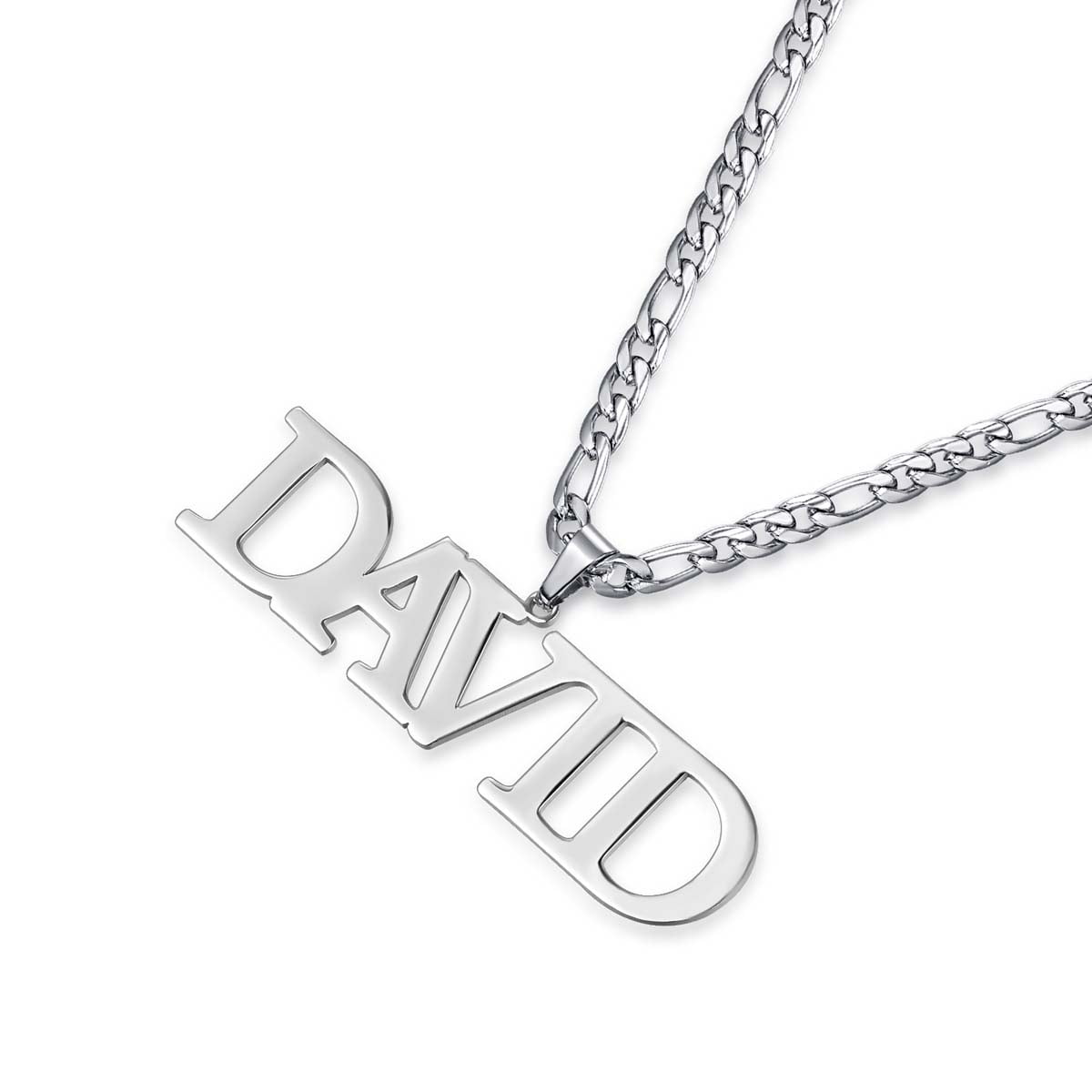 Men's Personalized Nameplate Pendant Necklace Silver Custom Name