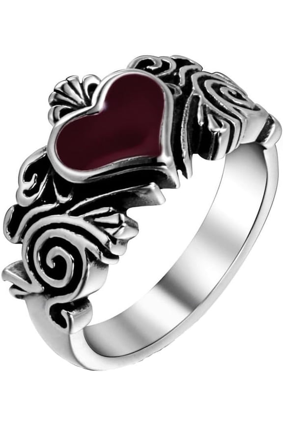 Men's Personalized Nostalgic Heart Element Rings Retro Stainless Steel Hip Hop Biker Ring