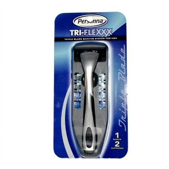 Men's Personna Tri-Flexxx Razor Blade Handle w/ 2 cartridges + 3 Count Eyebrow Trimmer