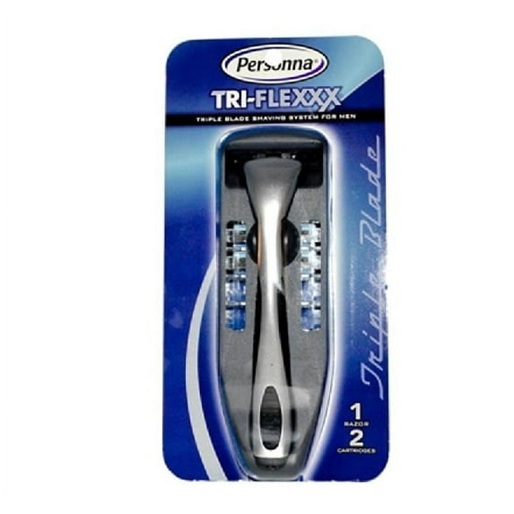 Men's Personna Tri-Flexxx Razor Blade Handle w/ 2 cartridges + Schick Slim Twin ST for Sensitive Skin