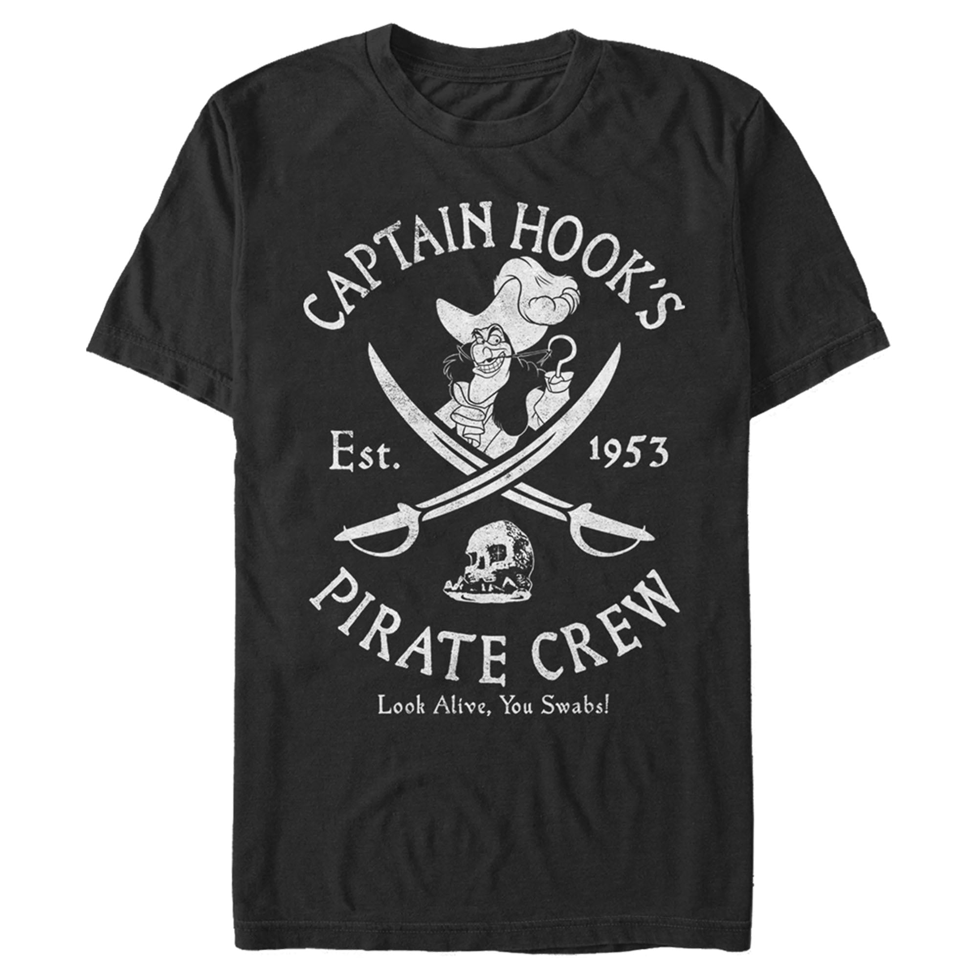 Men's Peter Pan Captain Hook's Pirate Crew Graphic Tee Black 3X Large 