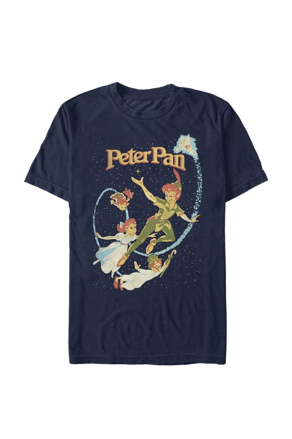 Men's Peter Pan Flight Wish Graphic Tee Navy Blue Medium