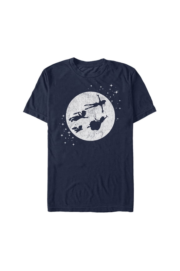 Men's Peter Pan Fly Silhouette  Graphic Tee Navy Blue 3X Large