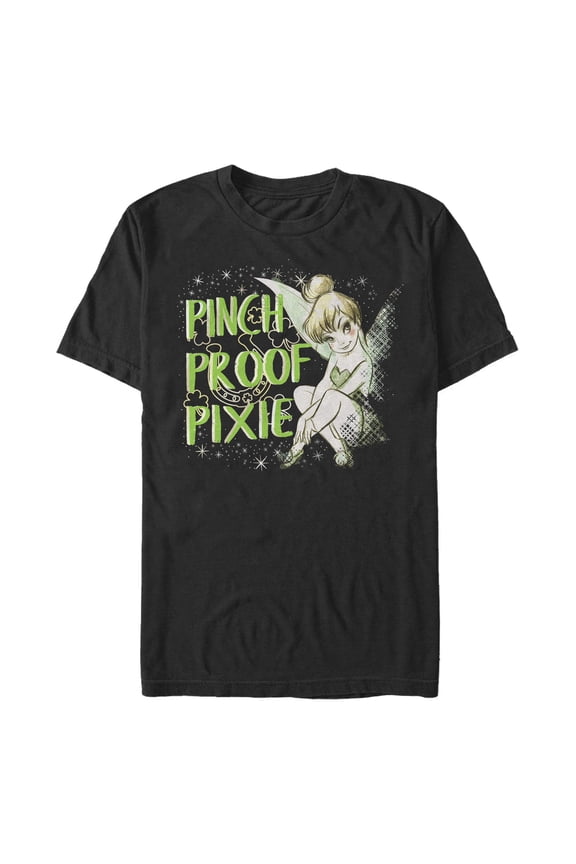 Men's Peter Pan Peter Pan St. Patrick's Day Tinkerbell Pinch Proof Pixie Graphic Tee Black Medium