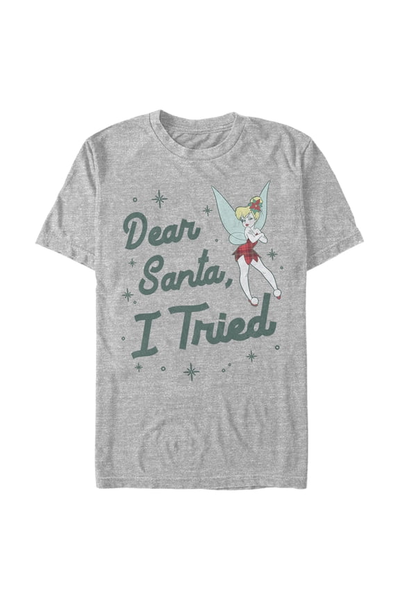 Men's Peter Pan Peter Pan Tinker Bell Dear Santa, I Tried  Graphic Tee Athletic Heather Small