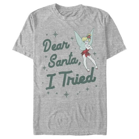Men's Peter Pan Peter Pan Tinker Bell Dear Santa, I Tried Graphic Tee Athletic Heather Small
