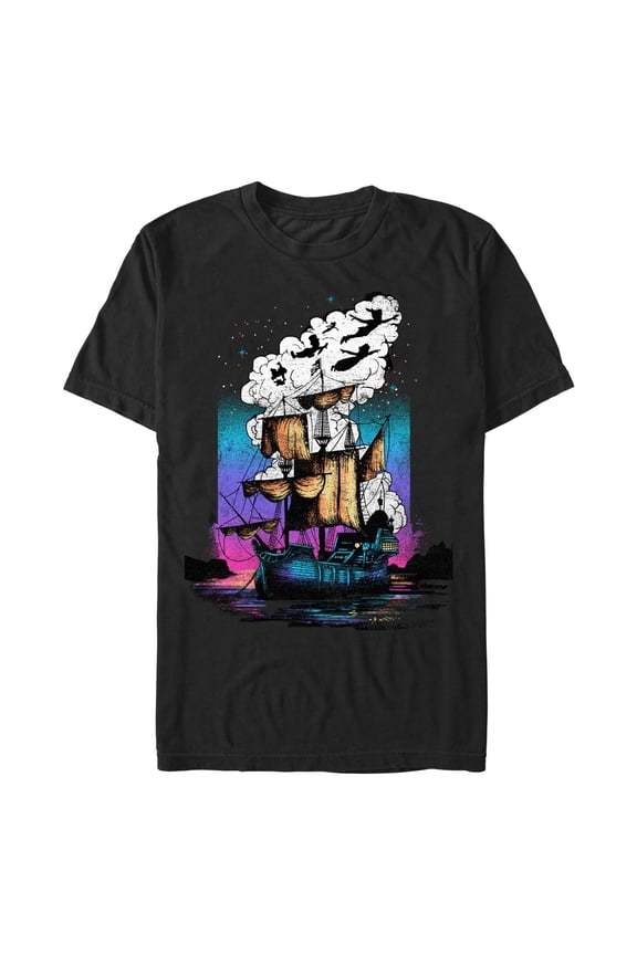 Men's Peter Pan Pirate Ship Art  Graphic T-Shirt