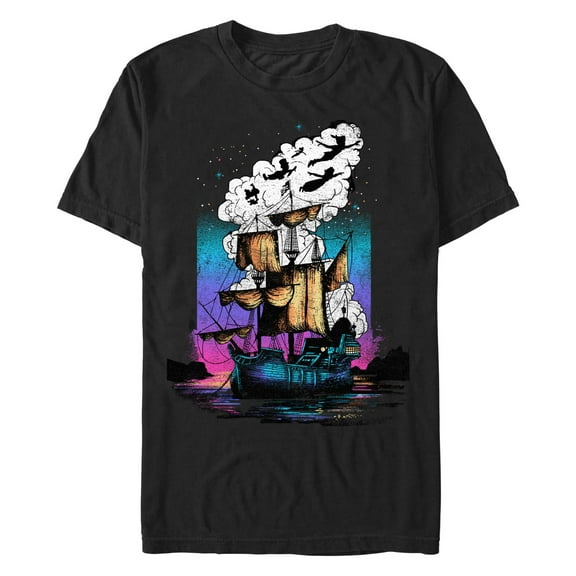 Men's Peter Pan Pirate Ship Art Graphic T-Shirt